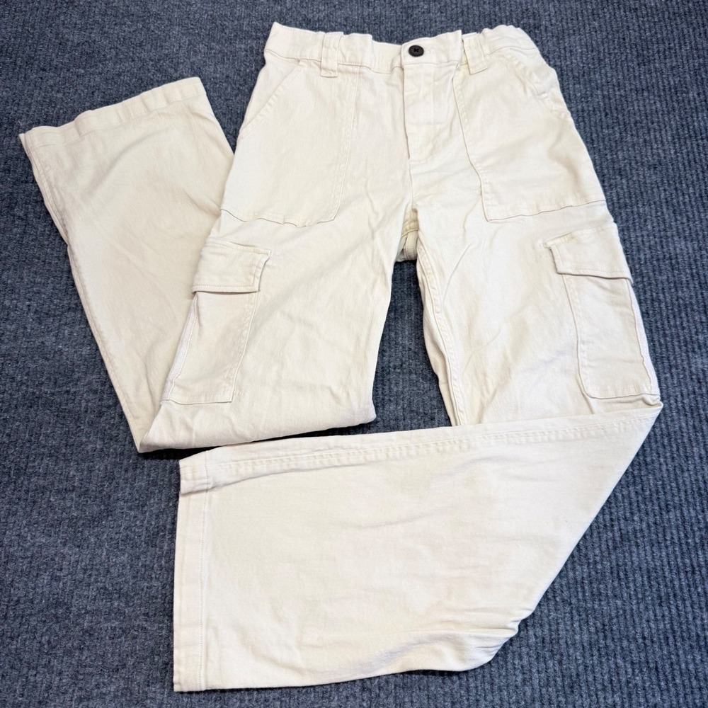WULFUL‎ Women's Size 4 Cream Cargo Pants Relaxed Fit Utility Pocket Pants